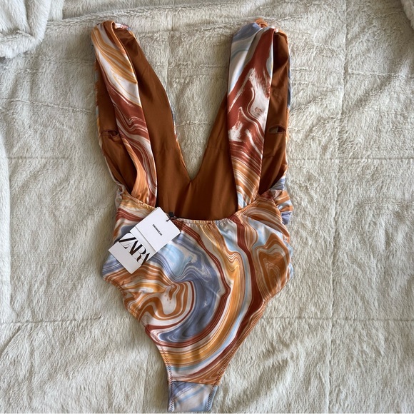 NWT Zara Marbled One Piece Swimsuit, M - Picture 5 of 9